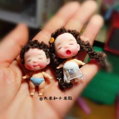 Top quality Thumb Doll-7 Closed eyes boy girl brown hair OB11 Baby Mini Doll Custom Human 5 cm cute High-end Art Hobbie Toy Gift