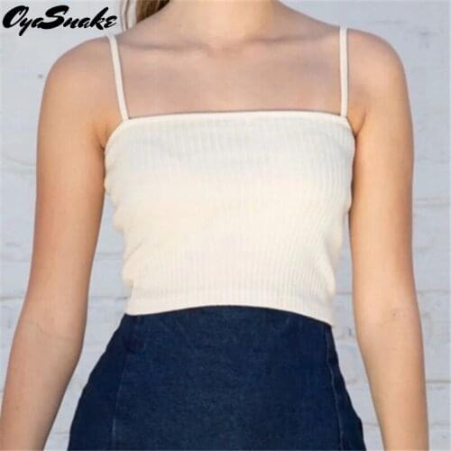 Oyasnake Camis Cotton Solid Fashion Casual Slash Neck Backless Short Tops Womens 2021 Summer New Hot Tanks