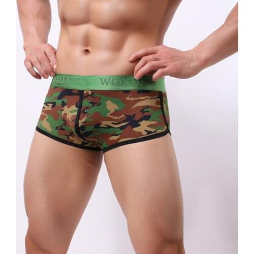 Men Boxer Shorts Camouflage Printed Underwear Sports Fitness Underpants Bulge Pouch Panties Hombre Calzoncillos Slip Homme Tanga