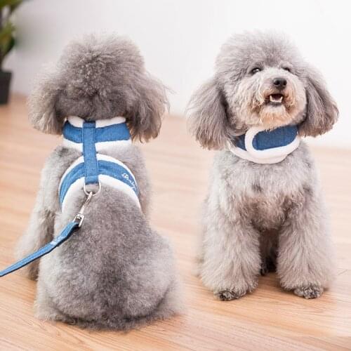 Soft Plush Dog Vest Harness Adjustable Dog Harness and Leash Set, Easy Control for Small Medium Dogs Walking Training Running