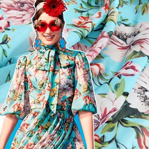 The new spring/summer show brand flower show official website the same cotton digital printing fabric handmade DIY sewing fabric