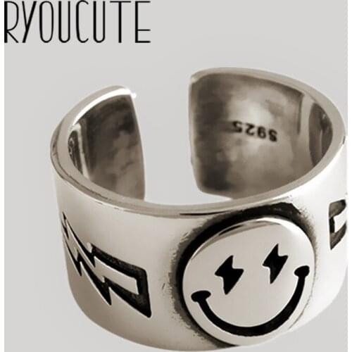 Charming Large Smiling Face Ring for Women Vintage Boho Knuckle Party Rings Gothic Punk Jewelry Gifts for Girls