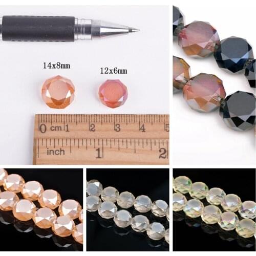 Flat Round (Rondelle) 12x6mm Faceted Crystal Glass Loose Beads For Jewelry Making DIY Crafts