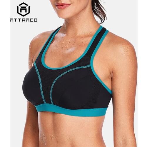 Attraco Women Sports Bra High Impact Support Backless Yoga Bra Running Workout Bra Underwear Professional Fitness Sports Top