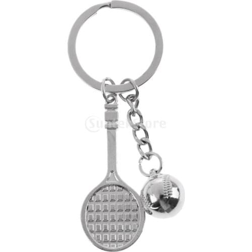 Sturdy Alloy Tennis Racket Tennis Ball Style Keyring Keychain Bag Decoration Gifts