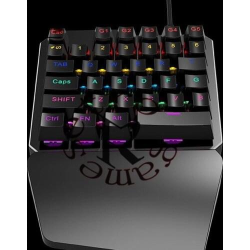 DHL 10pcs/lot 7 Colors LED 35 keys Backlight Single Hand Professional Gaming Keyboard USB Wired Anti-Ghosting Keyboard For Game