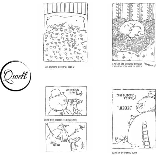 QWELL 4.3*6.3 inch Clear Silicone Stamps Sleepy Mice Dog Background Best Sledding Snowman DIY Craft Paper Cards 2021 Hot Sale