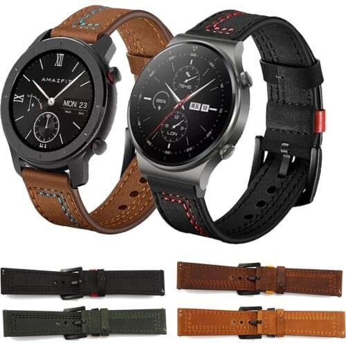 20/22mm Genuine leather Straps For Huawei GT2 Pro/Amazfit GTS 2 Bracelet for xiaomi Amazfit GTR 42mm 47mm Replacement wristbands