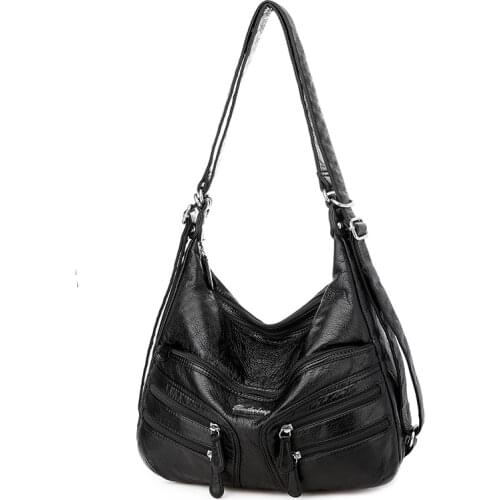 Luxury Soft Large Capacity Casual Tote Quality Brand Female Shoulder Bags Soft Pu Leather 2021 New Arrival Women Handbags