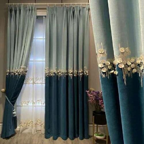 Light Luxury Seamless Stitche Curtains for Living Room Bedroom American Pastoral Style Curtain Window Treatment Home Decoration