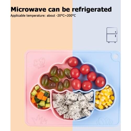 Cute Sheep Silicone Baby Food Plate Compartment Tray Food Container Broken-resistant Tableware Anti-Hot Children Training Plate