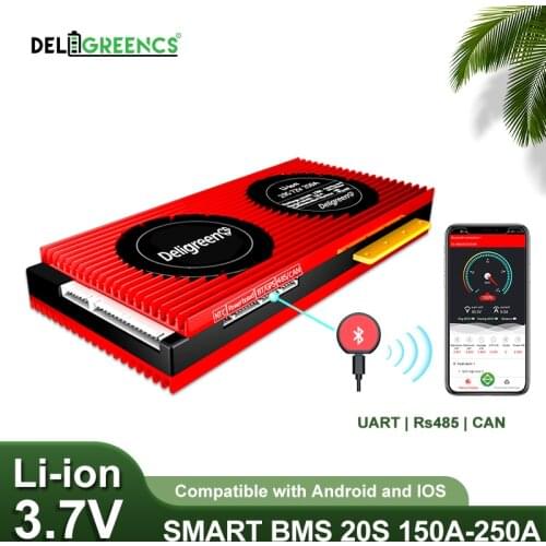 Smart BMS 20S 150A 200A 250A 72V BMS LiFePO4 Li-ion battery E-Bike BMS for 3.7V Rated lithium battery Scooter Power storage