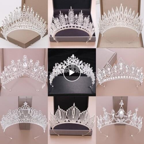 Wedding Crown Crystal Rhinestone Crown Bridal Hair Jewelry Silver Color Tiaras Crowns For Brides Diadem Bridal Hair Accessories