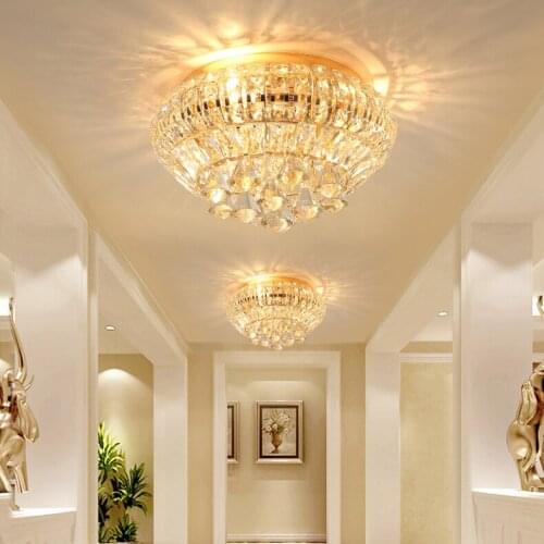 LED Golden Modern Crystal Ceiling Lights Fixture European crystal Ceiling Lamp Living Room Bedroom Foyer Home Indoor Lighting