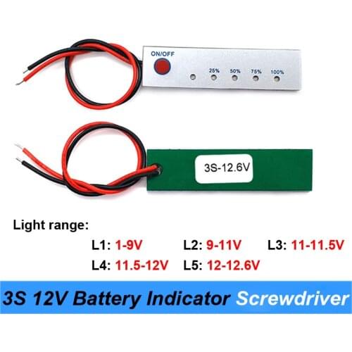 12V 12.6V Lithium Battery Capacity Tester Panel Electric Power Display Indicator Board batteries for screwdriver