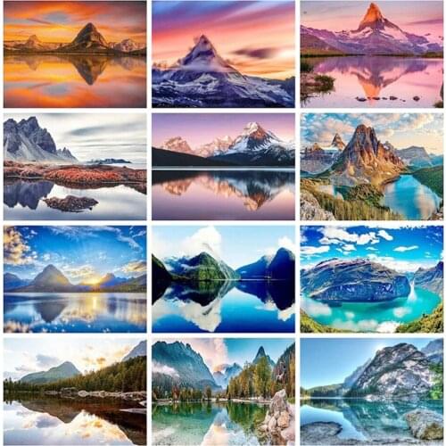 Uone Diamond Painting Aлмазная Mозаика Genshin DIY Stitch Mountain River Scenic Embroidery Rhinestone KidsMystery Box Home Decor