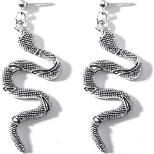 Vintage Metal Long Snake Earrings Punk Silver Color Womens Jewelry Earrings Nightclub Bar Cool Girl Accessories
