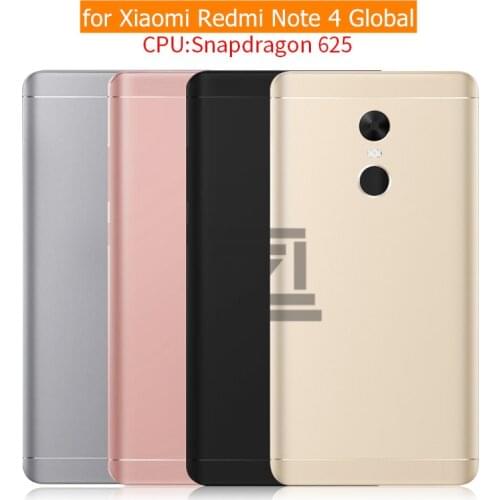 For Xiaomi Redmi Note 4 Global Version Battery Back Cover Metal Rear Door Housing Snapdragon 625 Replacement Repair Spare Parts