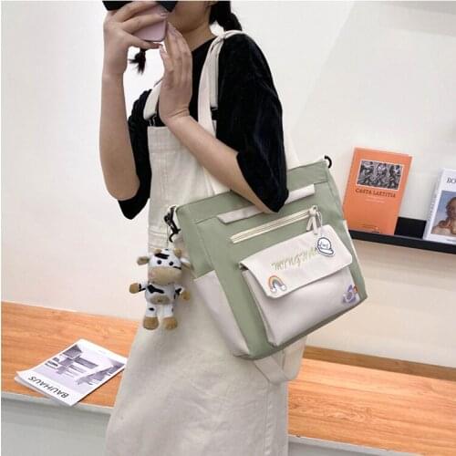 Large capacity Nylon women shoulder bag Multi-pocket messenger bag cute student class portable book bag female Crossbody Bags