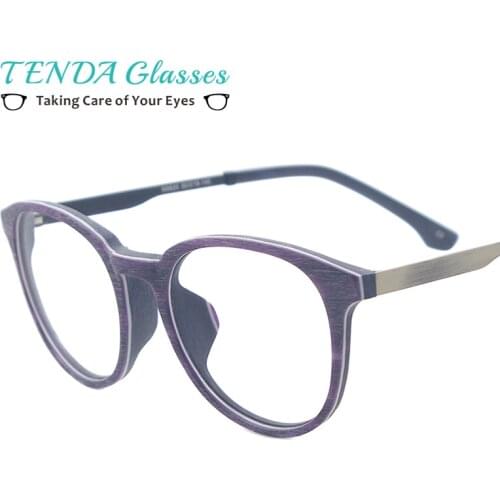 Women Round Spectacles Vintage Acetate Metal Eyeglasses For Prescription Lenses
