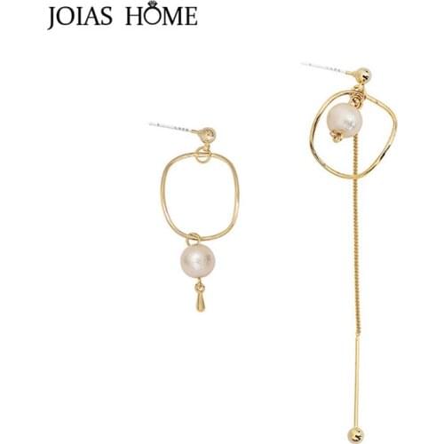 JoiasHome Freshwater Pearl Earrings for Women Trendy Silver 925 Jewelry Long Ear drops Female Fine Jewelry for Anniversary Gift