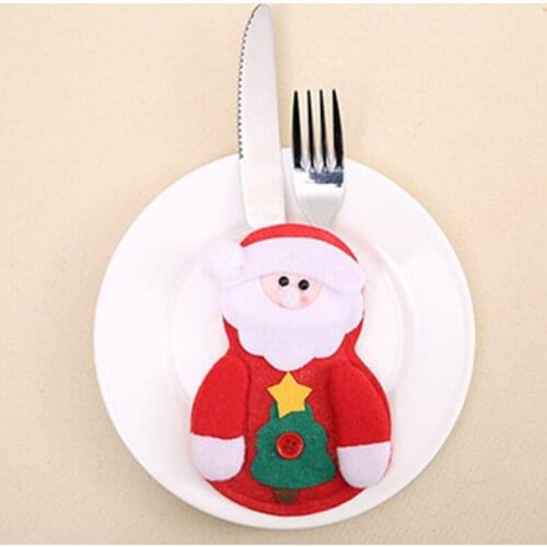 1Pcs Christmas tableware Fork Knife Cutlery Holder Bag Spoon Pocket Xmas Decorations for Home Party Table Dinner Decoration