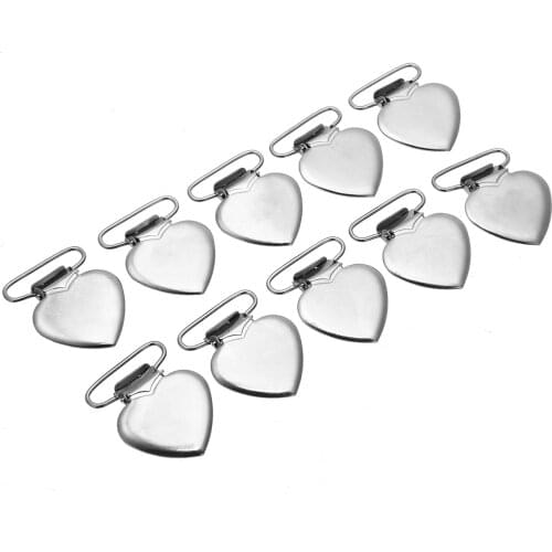 10Pcs Peach Heart Braces Metal Pacifier Clips Strap Brace Clamps Suspender Pacifier Clips Garment Accessories Hot Sale