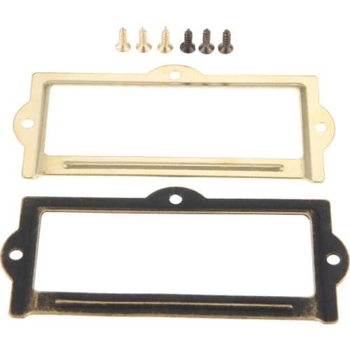 2Pcs Vintage Label Pull Frame Handle File Name Card Holder For Furniture Cabinet Drawer Box Case Bin 90*42mm
