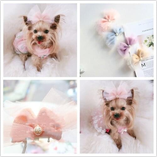 2020 Sweet three-dimensional bow hair Pet Hairpin Pet Dog Comb Hairpin Handmade Grooming Hair Accessories