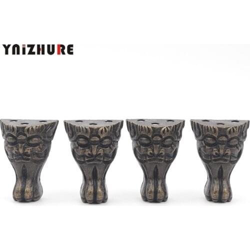 4pcs Antique Brass Jewelry Chest Wood Box Cabinet Decorative Feet Leg Corner Brackets Protector For Furniture Hardware