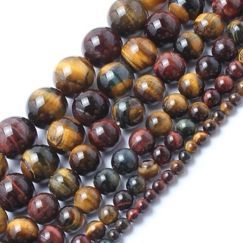 4 6 8 10 12mm Natural Stone Beads 15.5inches Multicolor Tiger Eye Loose Spacer Beads for Jewelry Making DIy Necklace Accessories