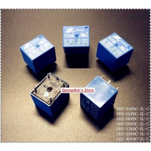 5pcs/Lot SRD-03VDC-SL-C / SRD-05VDC-SL-C / SRD-06VDC-SL-C / SRD-09VDC-SL-C SONGLE Power Relay 5PINS 3/5/6/9V PCB Type
