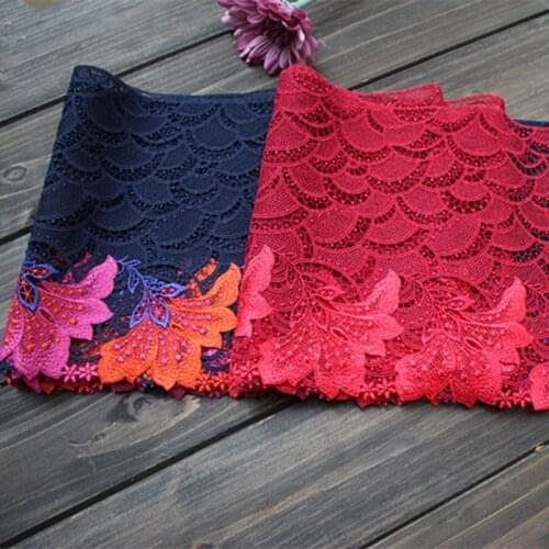 6Meters Embroidery Lace Trims Dark Red Water Soluble Sofa Cushion Ribbon DIY Sewing Clothes Supplies Decoration 20.5cm Width