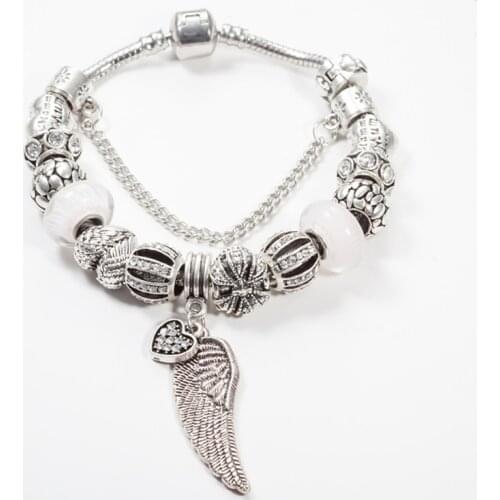 ANNAPAER New Angel Wings Charm Bracelet Bangle for Women Beads of Wings Article Sympa Charms Fit Bracelets Gift for Women B15369