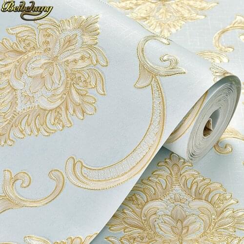 Beibehang Self-adhesive non-woven European wallpaper 3D stereo embossed papel de parede warm living room bedroom wall sticker