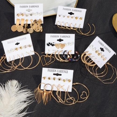 BICUX Vintage Acrylic Statement Drop Earrings Set for Women 2020 Fashion Jewelry Korean Geometric Gold Hanging Dangle Earring