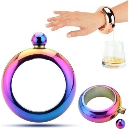 Wine Bottle Wine Pot Bangle Flagon Bracelet Hip Flask Stainless Mirror Whiskey Drinkware Funnel