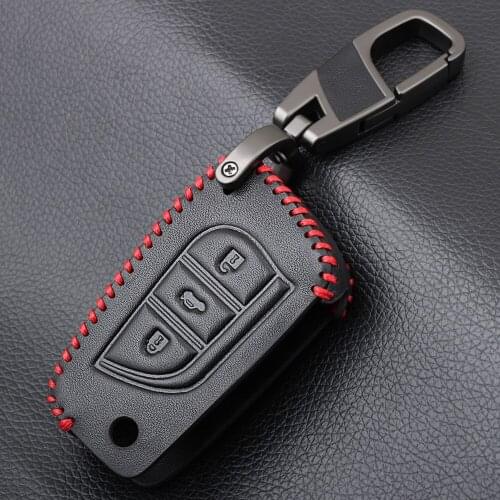 Car Key Case Cover Keyfob Genuine Leather Protect Shell For Toyota COROLLA Camry CROWN LEVIN Reiz EZ RAV4 Highlander