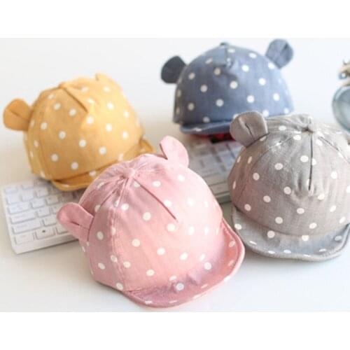 Children Sun Toddler Cute Dot Baby Girl Boys Hat with Ear for Spring Newborn Photography Props Baseball