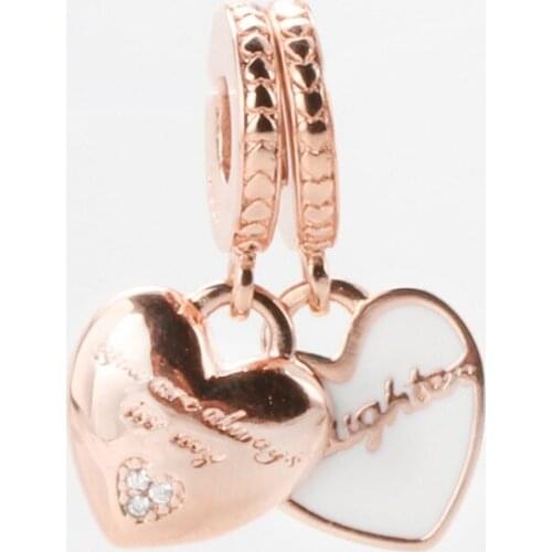 Rose Gold Creative Pendant S925 Sterling Silver New Mothers Day Heart-shaped Pendant Fit Original Charms Necklace
