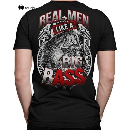 Real Men Big Bass Fishing T-Shirt Funny Gift Fisher Angler MenS WomenS Shirt