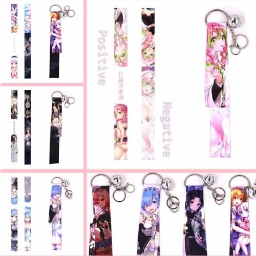 Anime Demon Slayer streamer bell keychain, The eternal garden of violets lanyard cartoon character keychain