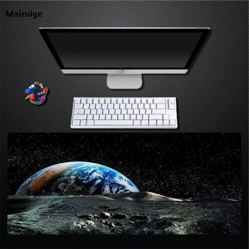 Mairuige Black Background Science Fiction Earth 400X900PC Non-fading Rat Pad Computer Desktop Rectangular Speed Mouse Pad