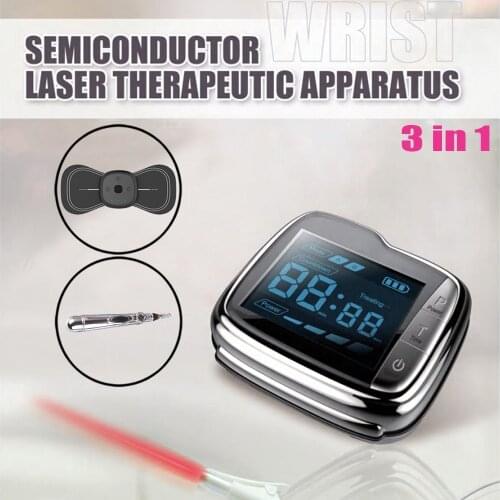 LASTEK 3 in 1 Health Care Kit Laser Wrist Watch 3R Laser Therapy Device + Cervical massage stickers + Electronic Acupuncture Pen