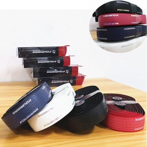 1set Fouriers Monochrome Color Bar Tape And Plugs PU Road Bike Drop Handlebar Wraps 3CM * 210CM Rainbow LOGO 4colors Optional