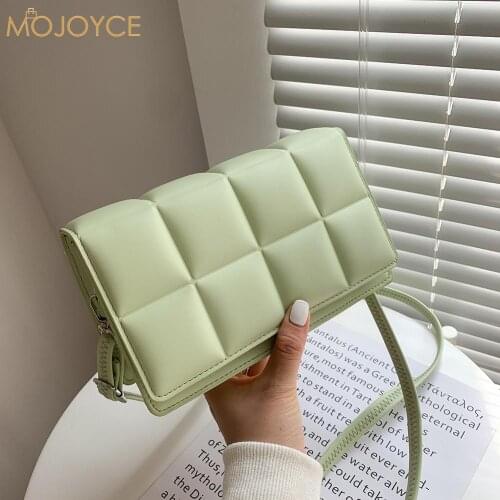 New Women Checker Pattern Solid Color Messenger Bag Fashion Small PU Leather Handbag Womens Fashion Flap Handbags