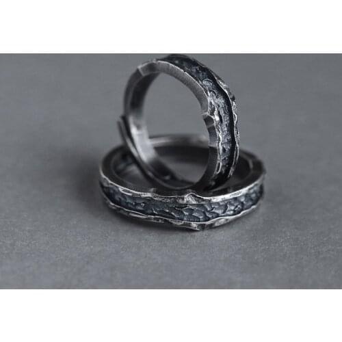 New retro female and male metal rings promise fashion engagement rings punk couples wedding rings gifts