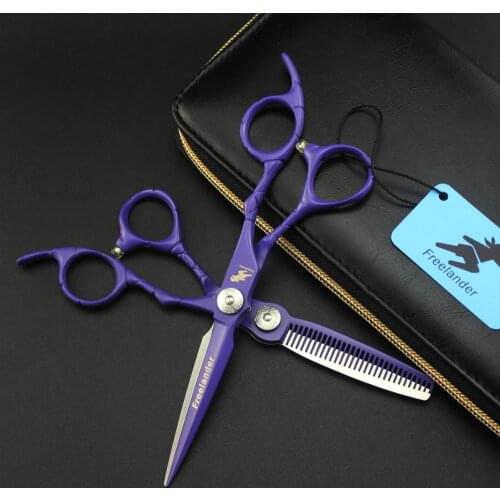 Professional Hairdressing scissors Purple crocodile handle Scissors 6 inch Cutting scissors + Thinning scissors 440C quality