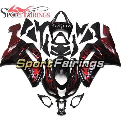 Fairings For Kawasaki ZX6R ZX-6R 636 Year 07-08 2007 2008 Sportbike ABS Motorcycle Fairing Kit Bodywork Cowling Black Red Flames