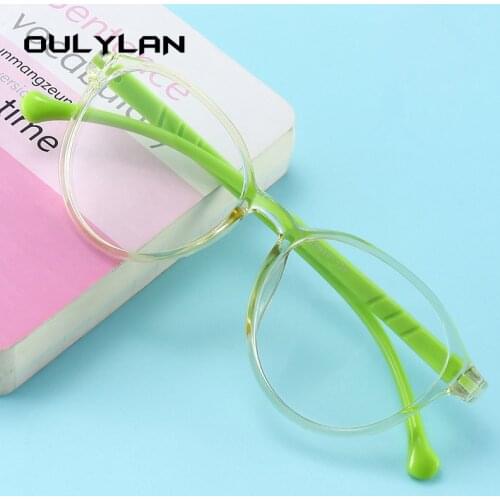 Oulylan Anti Blue Light Glasses for Kids Children Round Optical Frames Boy Girls Computer Eyeglasses Candy Color Frame